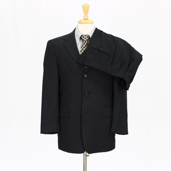Austin Reed 40R 35x27 Gray Striped 3-Button Suit R085